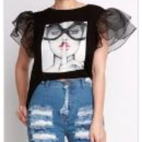 Sheer Sleeve Top - Picture 2 of 3